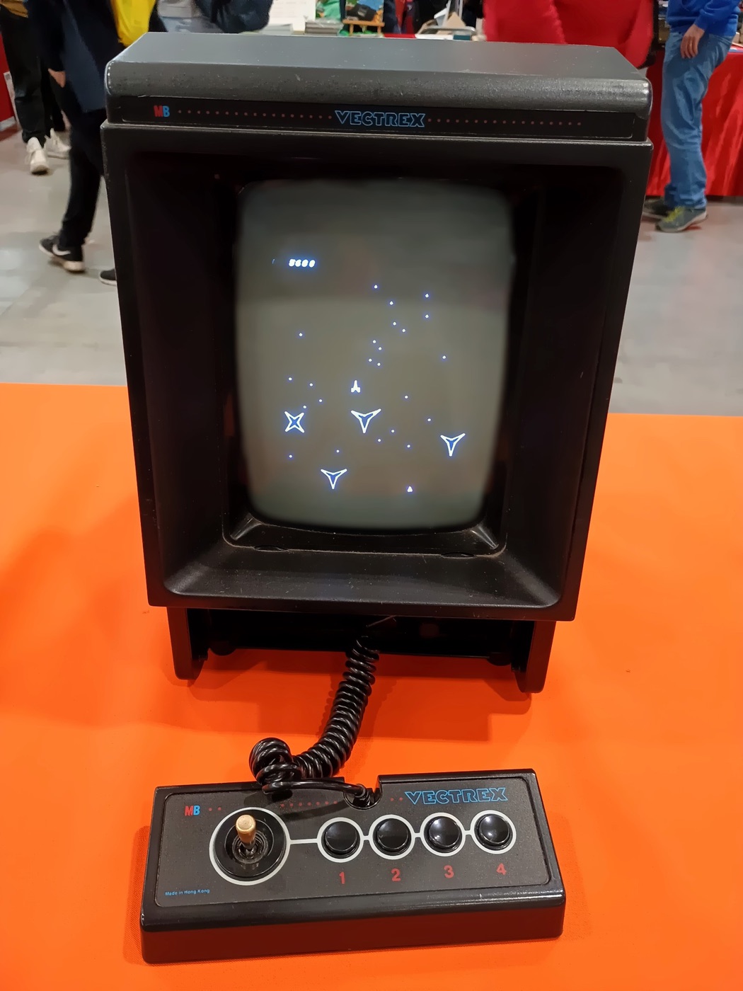 Vectrex home console with its built-in vertical vector CRT display