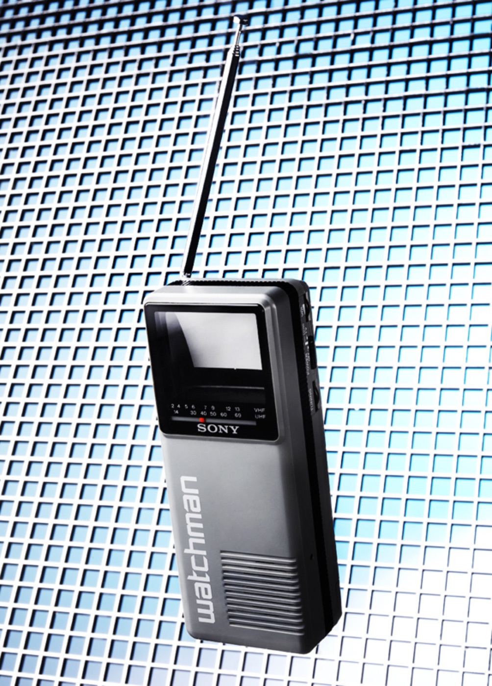 Sony Watchman FD-10A handheld television with a tiny flattened picture tube
