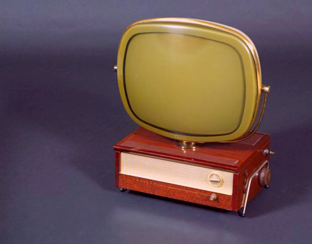 Philco Predicta television with its screen on a swiveling pedestal