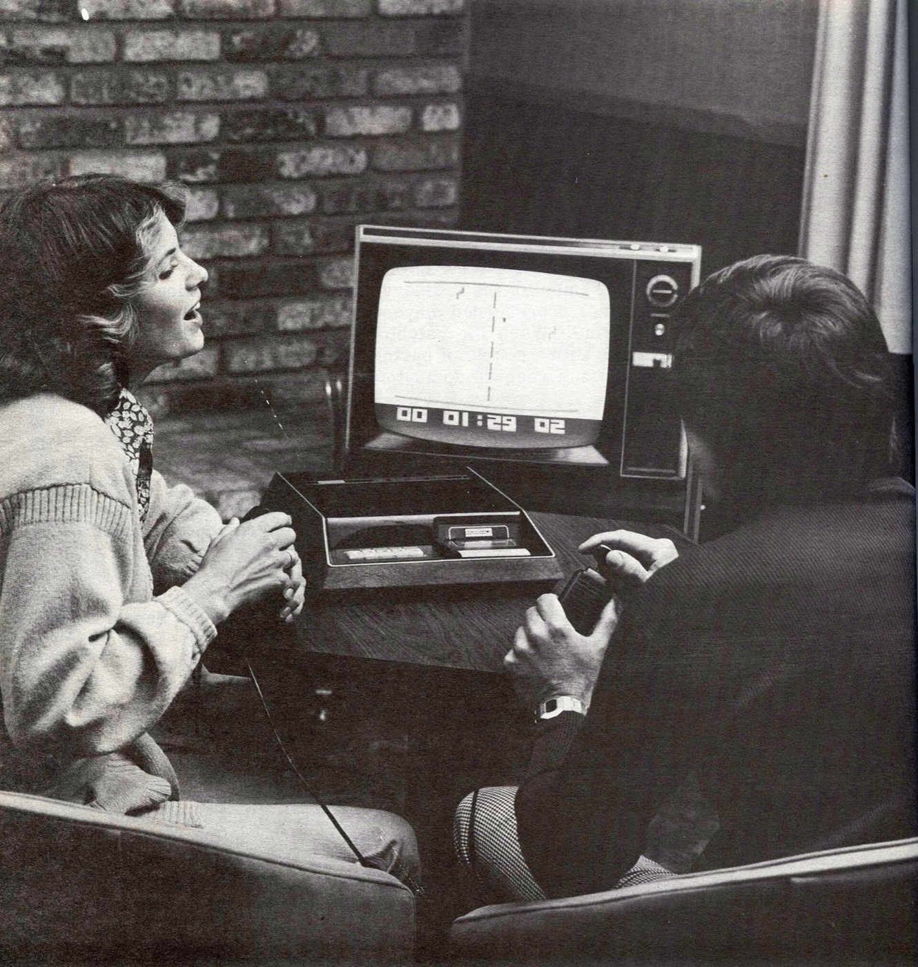 A home video-game console hooked up to a living-room television