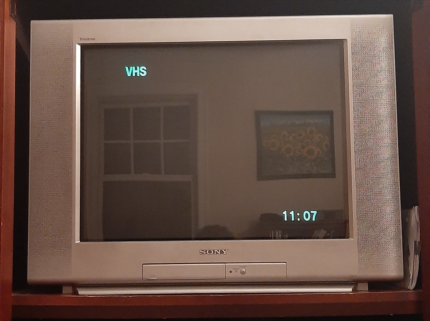 Flat-faced Sony Trinitron WEGA television in an entertainment center